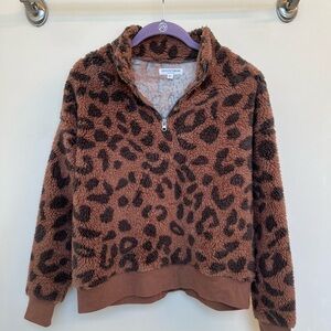 Grayson Threads Brown Leopard Fleece Pullover